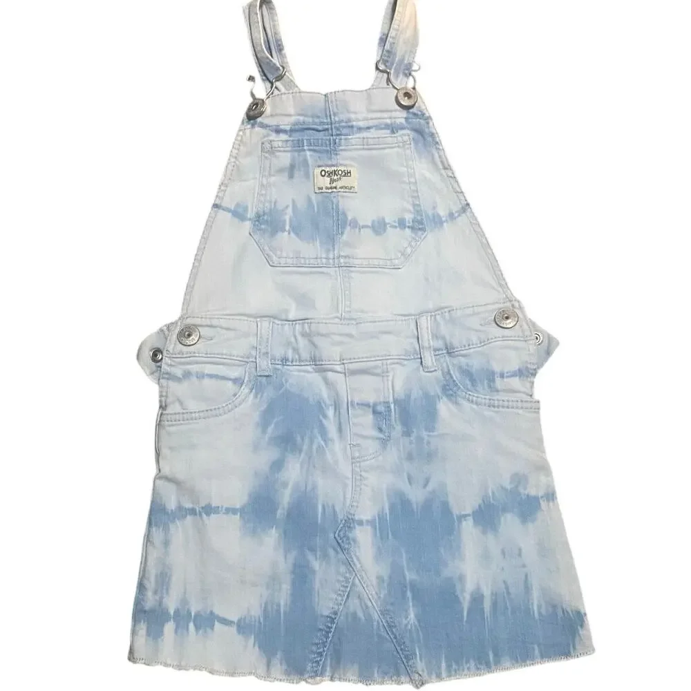 OshKosh B'gosh light blue white wash denim overall‎ jean skirt SIZE 4T